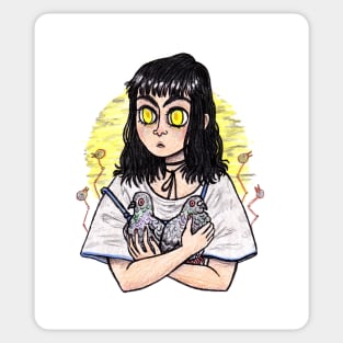 Pigeon Girl illustration Sticker